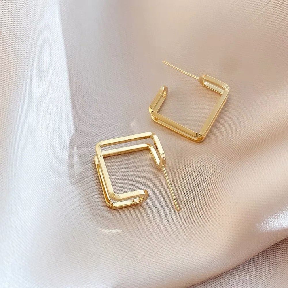 Gold square hoop earrings 18k gold plated 925 sterling silver